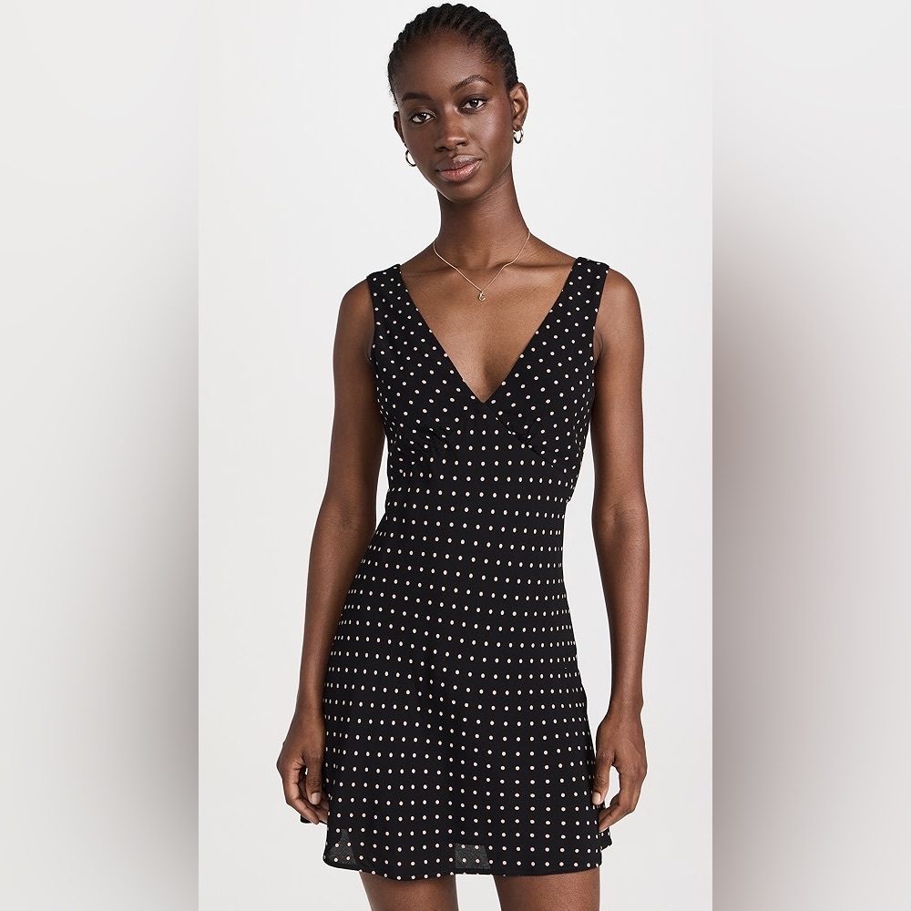 PAIGE Black Mini Dress with White Polka Dots